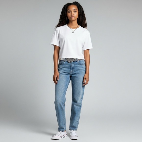 LONDONJEAN Denim - London‎ Jeans Medium Wash Straight Leg Classic Minimalist Cotton Blend Jeans 8